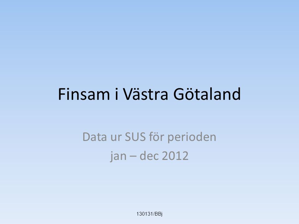Finsam i Västra Götaland Data ur SUS för perioden jan – dec /BBj