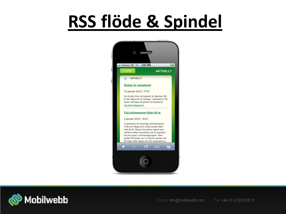 E-post: Tel: +46 (0) RSS flöde & Spindel