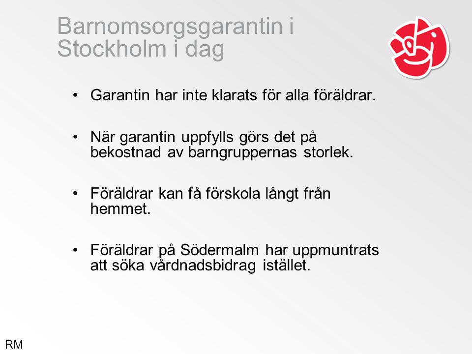 Barnomsorgsgarantin i Stockholm i dag •Garantin har inte klarats för alla föräldrar.