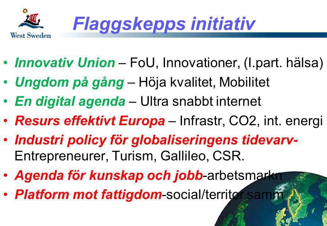 Flaggskepps initiativ •Innovativ Union – FoU, Innovationer, (I.part.