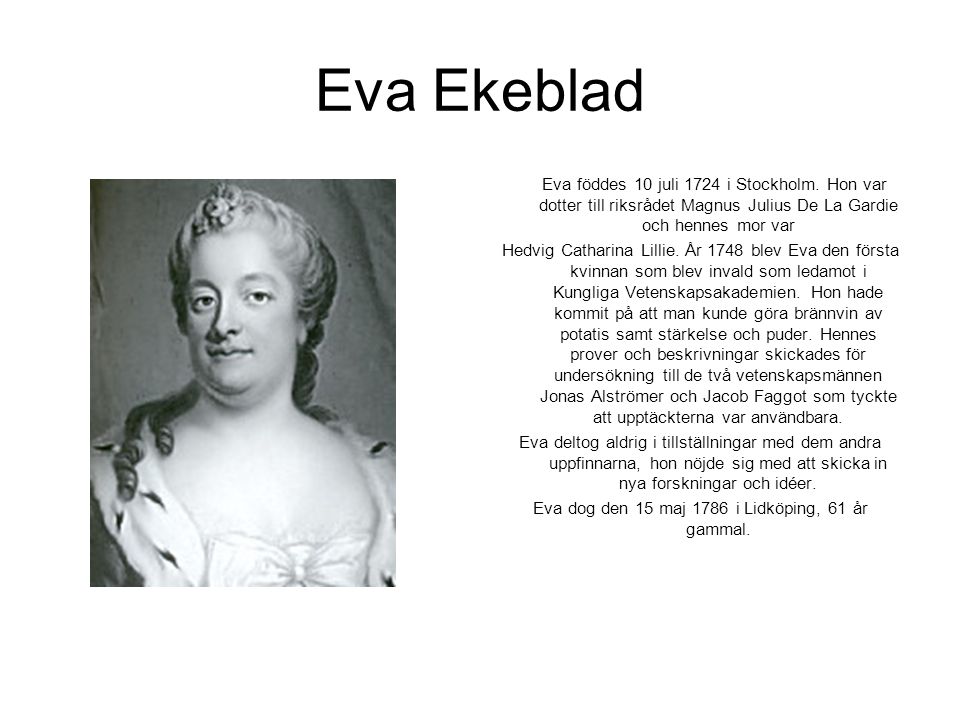 Biography Eva Ekeblad Biographie