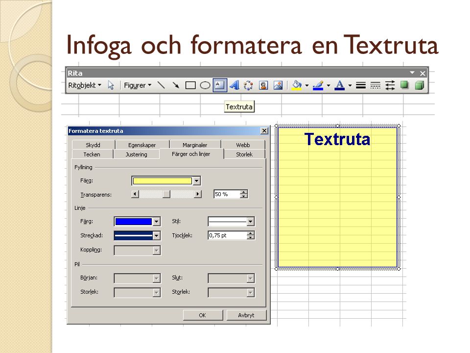 Infoga och formatera en Textruta