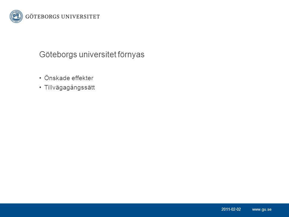 Göteborgs universitet förnyas Önskade effekter Tillvägagångssätt