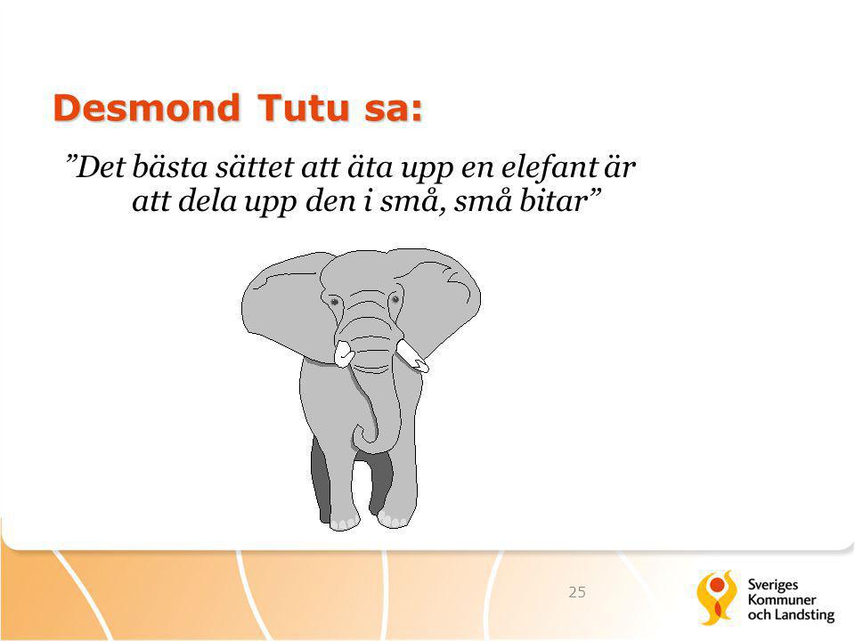 Desmond Tutu sa: 25 Det bästa sättet att äta upp en elefant är att dela upp den i små, små bitar