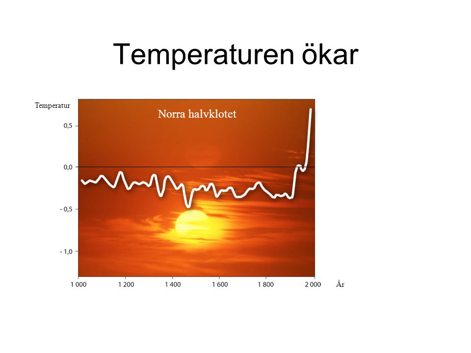 Temperaturen ökar År Norra halvklotet Temperatur