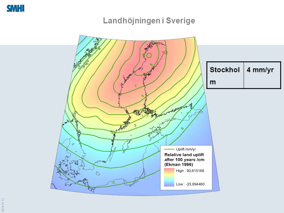 Landhöjningen i Sverige Stockhol m 4 mm/yr