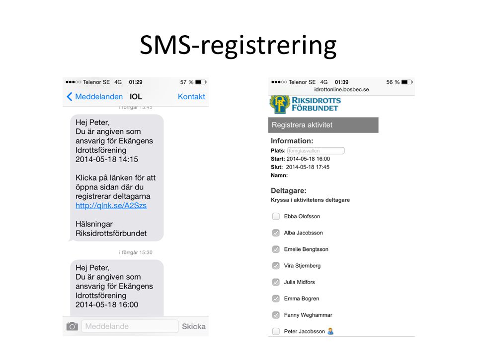 SMS-registrering
