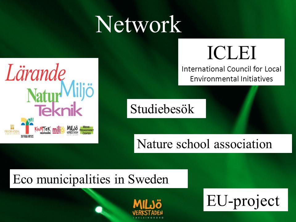 Network ICLEI International Council for Local Environmental Initiatives Eco municipalities in Sweden Nature school association Studiebesök EU-project