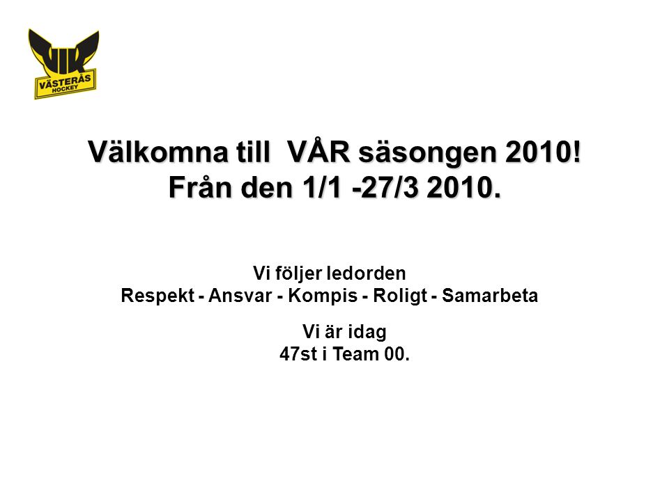 Välkomna till VÅR säsongen Från den 1/1 -27/