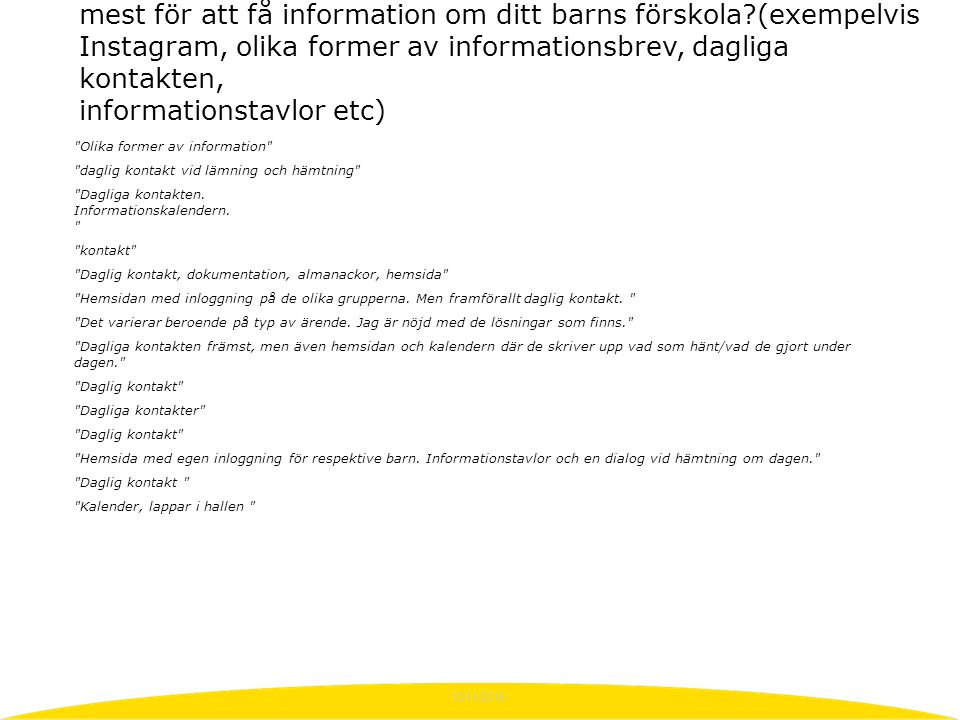 10/11/2015 Olika former av information daglig kontakt vid lämning och hämtning Dagliga kontakten.