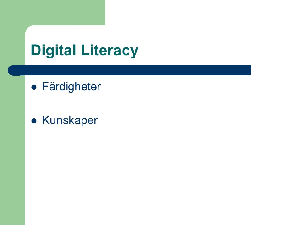 Digital Literacy Färdigheter Kunskaper