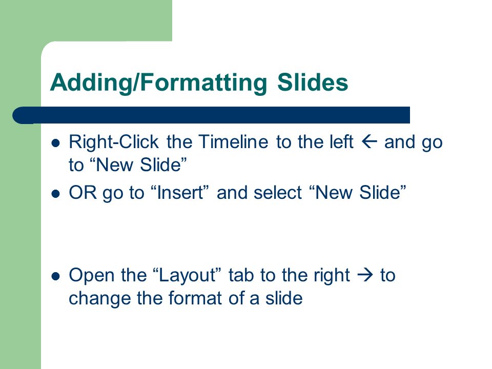 What Will be Demonstrated Adding Slides to a Presentation Using a Uniform Appearance/Motif How to Vary Slide Layout and Text (font, size, color) Using Graphics from ClipArt or a File Using Animated Text (Timed and Manual) Applying Slide Transitions Adding Sound (From a File or the Gallery) Using AutoShapes Adding Videos and Animation Placing Action Buttons for Nonlinear Slide Selection Linking to Web Content or  Addresses