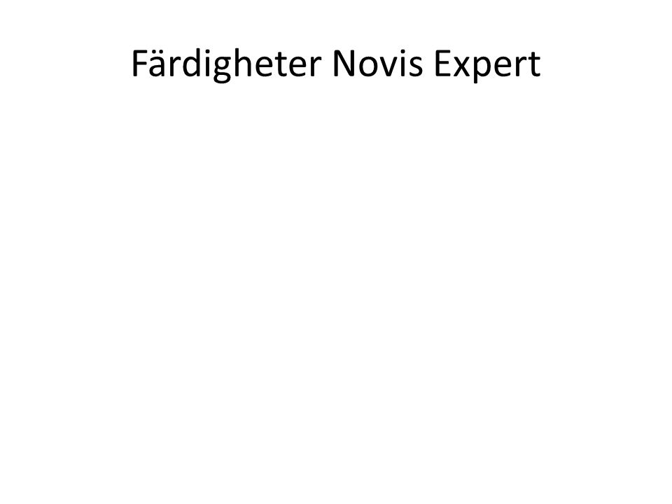 Färdigheter Novis Expert