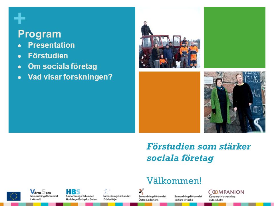 + SamSoc Samordning för socialt företagande Program  Presentation  Förstudien  Om sociala företag  Vad visar forskningen.