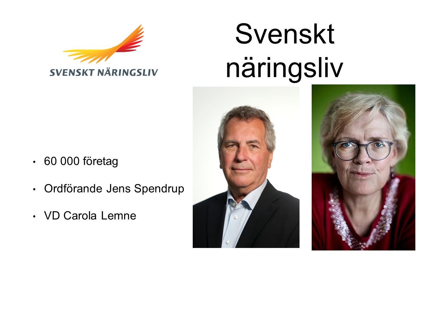 Svenskt näringsliv företag Ordförande Jens Spendrup VD Carola Lemne