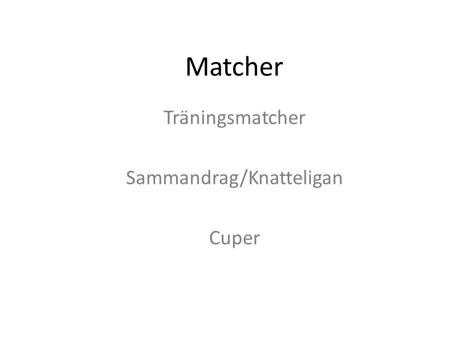 Matcher Träningsmatcher Sammandrag/Knatteligan Cuper