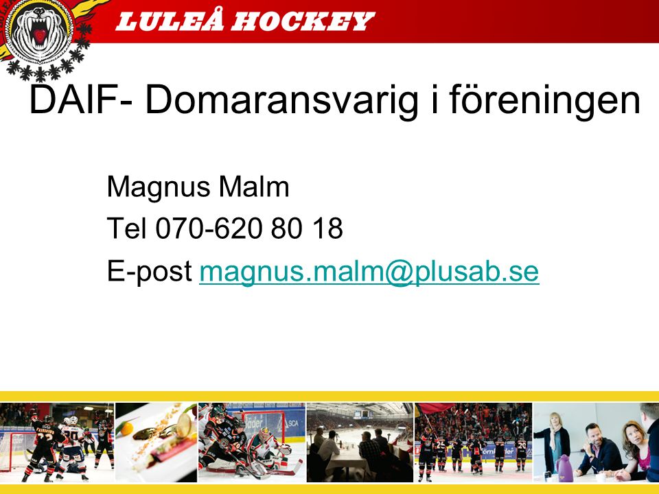 DAIF- Domaransvarig i föreningen Magnus Malm Tel E-post