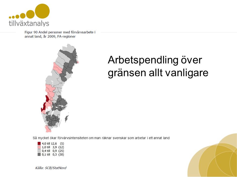 Arbetspendling över gränsen allt vanligare Så mycket ökar förvärvsintensiteten om man räknar svenskar som arbetar i ett annat land