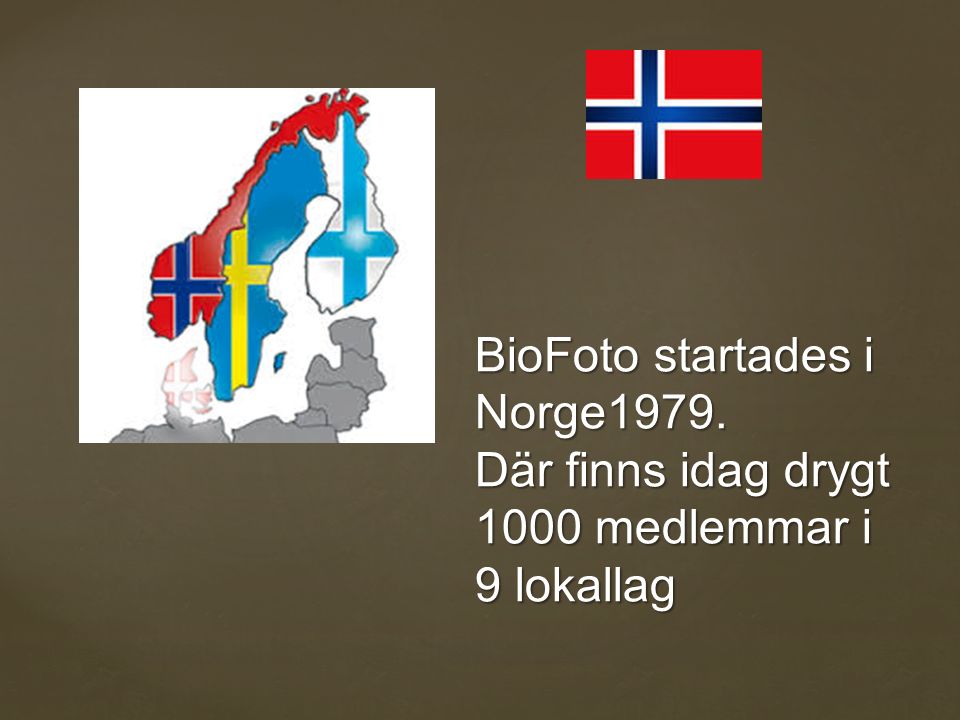 BioFoto startades i Norge1979. Där finns idag drygt 1000 medlemmar i 9 lokallag