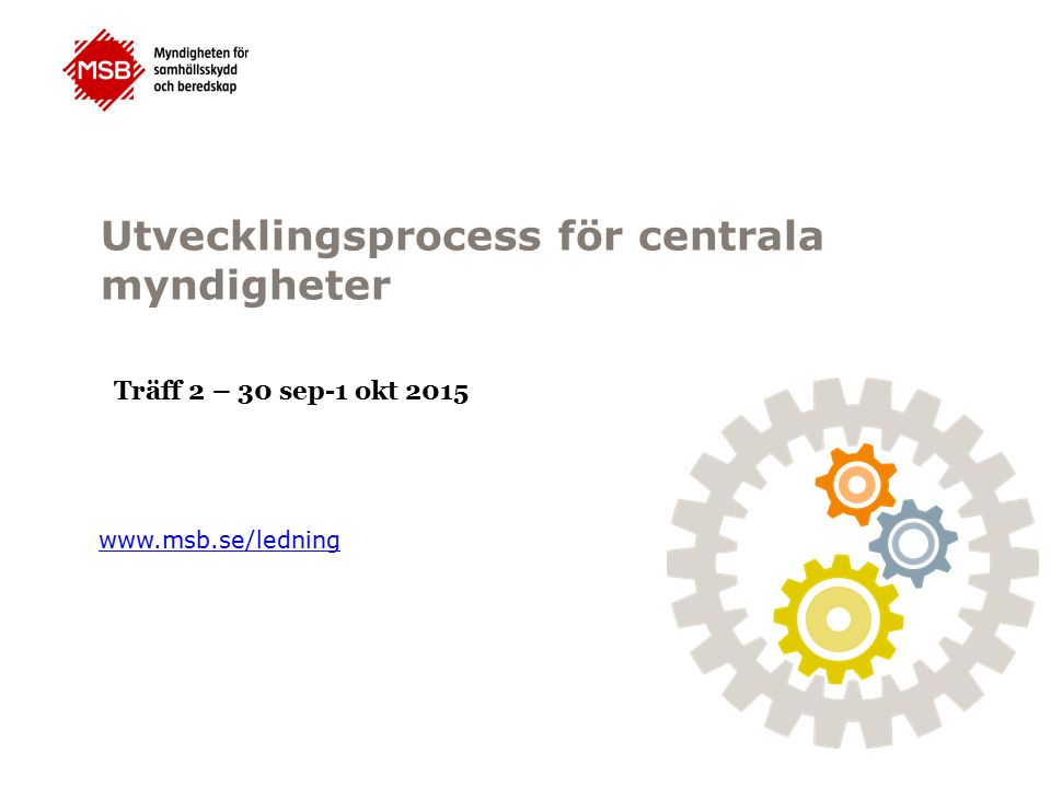 Utvecklingsprocess för centrala myndigheter   Träff 2 – 30 sep-1 okt 2015