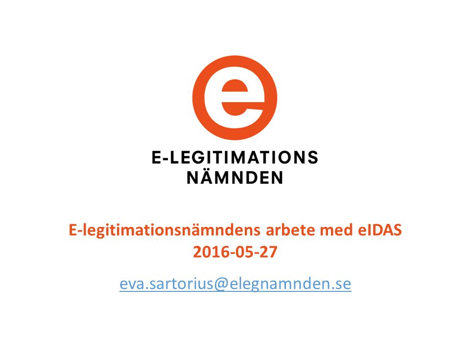 E-legitimationsnämndens arbete med eIDAS