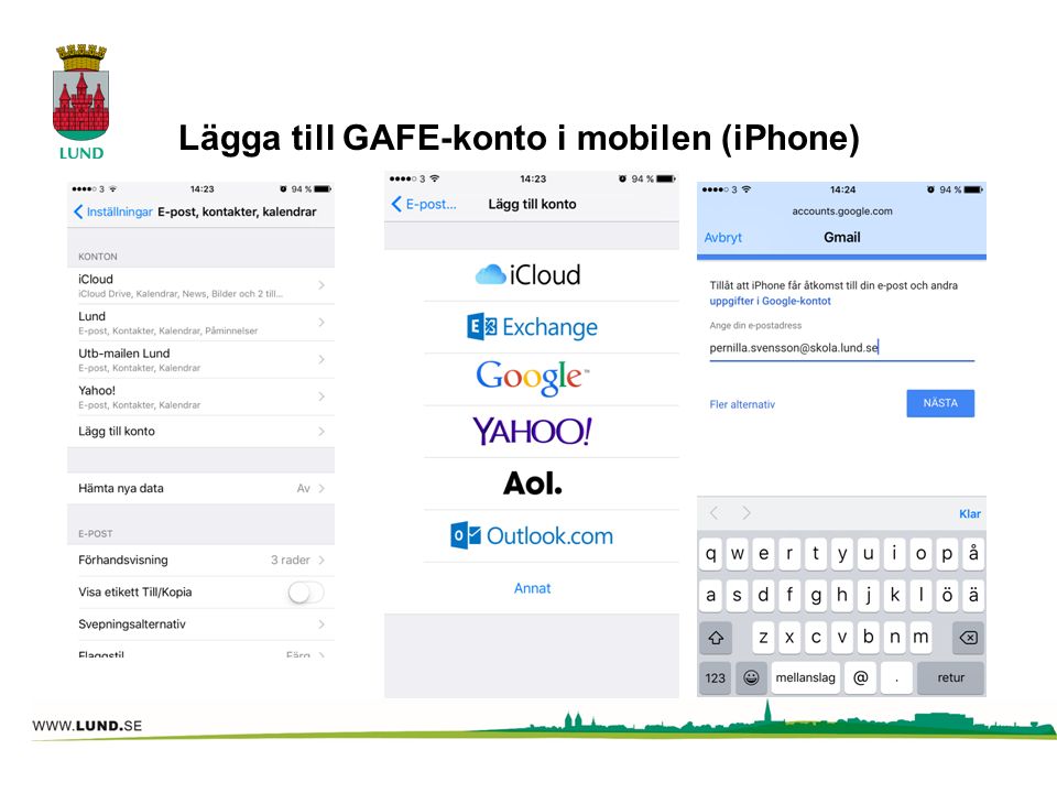 Lägga till GAFE-konto i mobilen (iPhone)