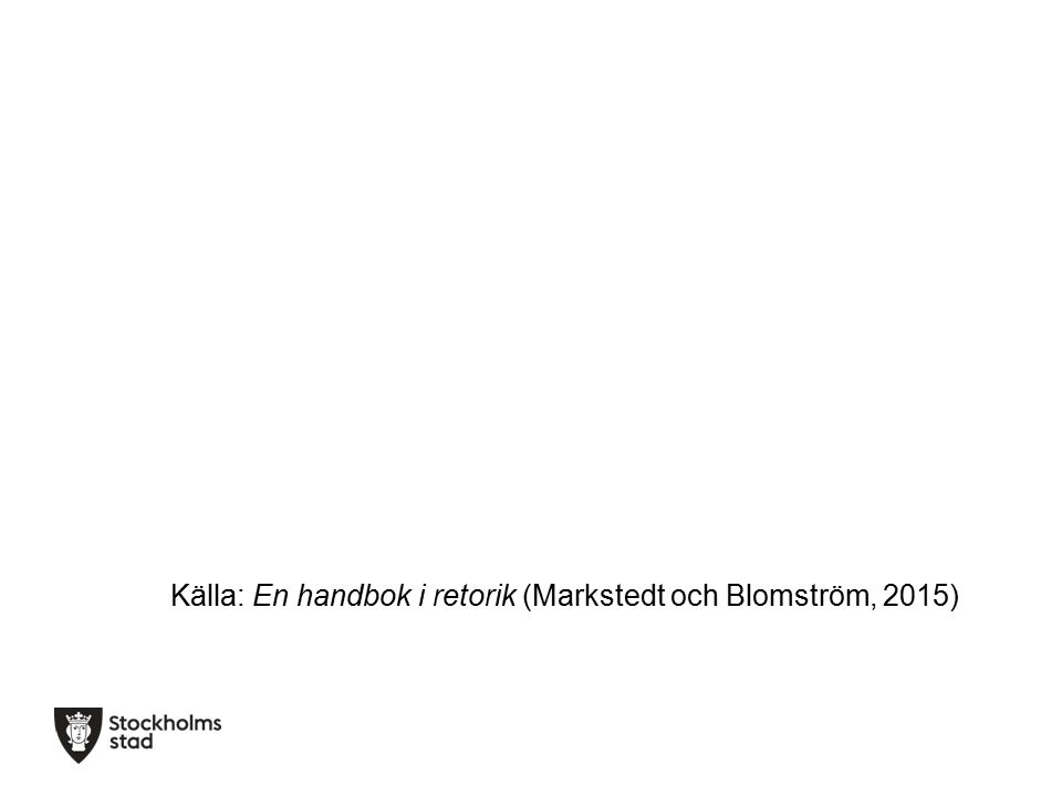 Källa: En handbok i retorik (Markstedt och Blomström, 2015)