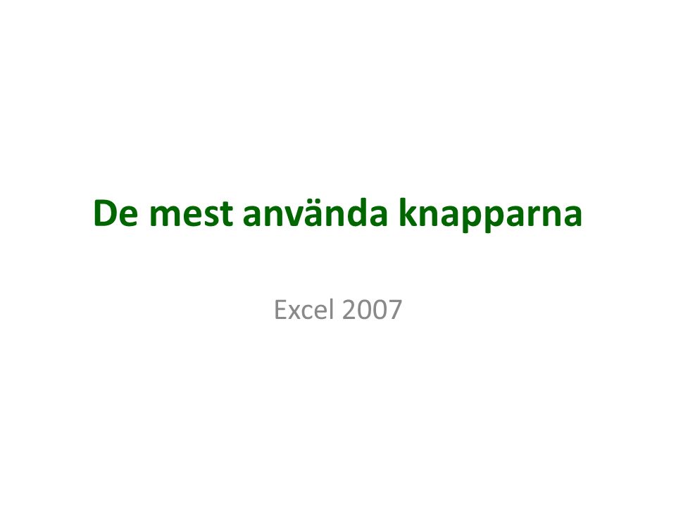 De mest använda knapparna Excel 2007