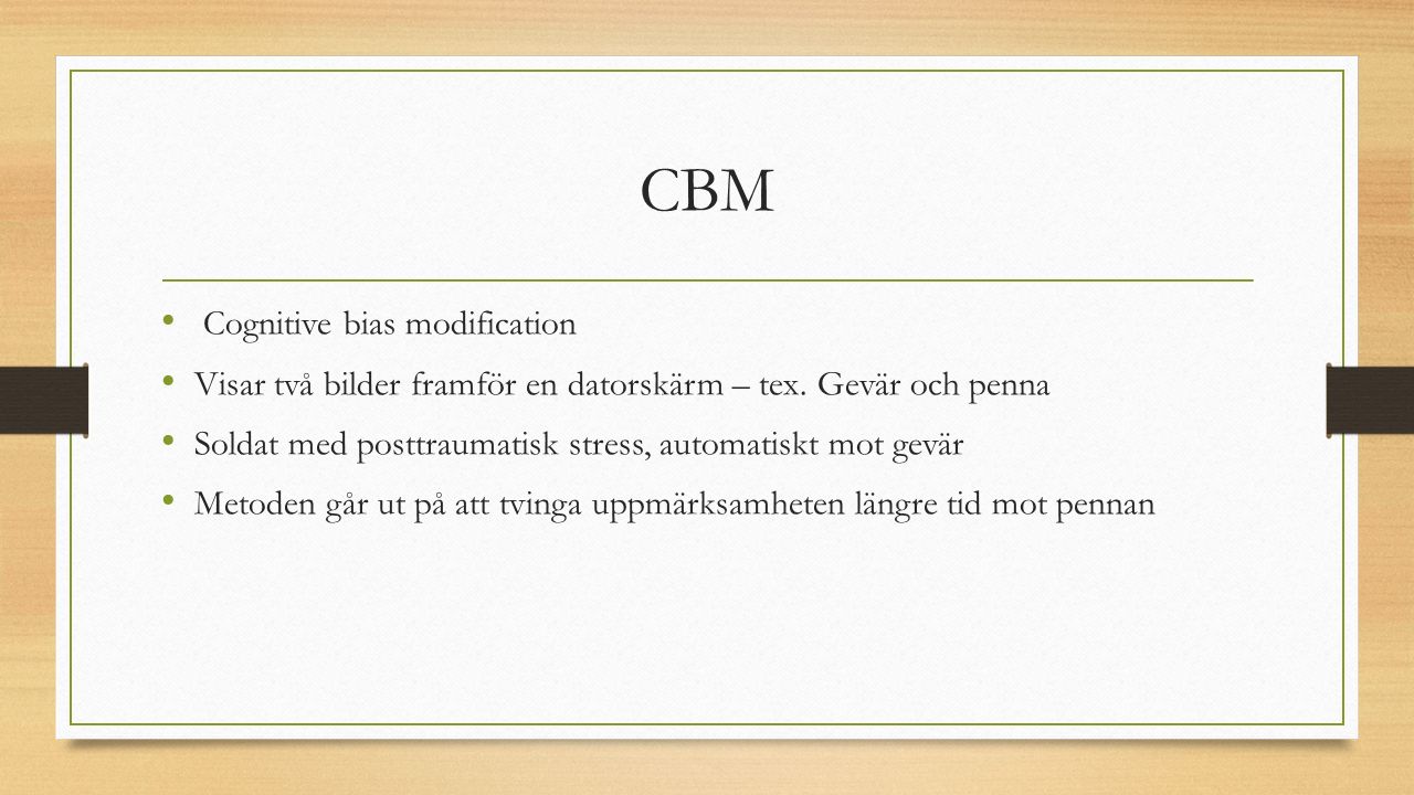 CBM Cognitive bias modification Visar två bilder framför en datorskärm – tex.