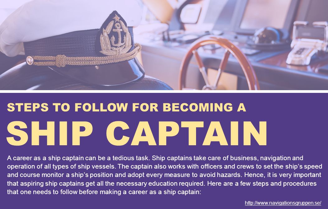 STEPS TO FOLLOW FOR BECOMING A SHIP CAPTAIN A career as a ship captain can be a tedious task.