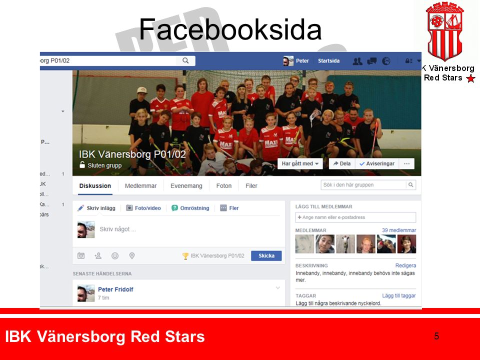 IBK Vänersborg Red Stars 5 Facebooksida