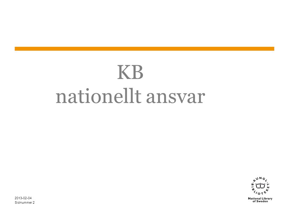 Sidnummer KB nationellt ansvar