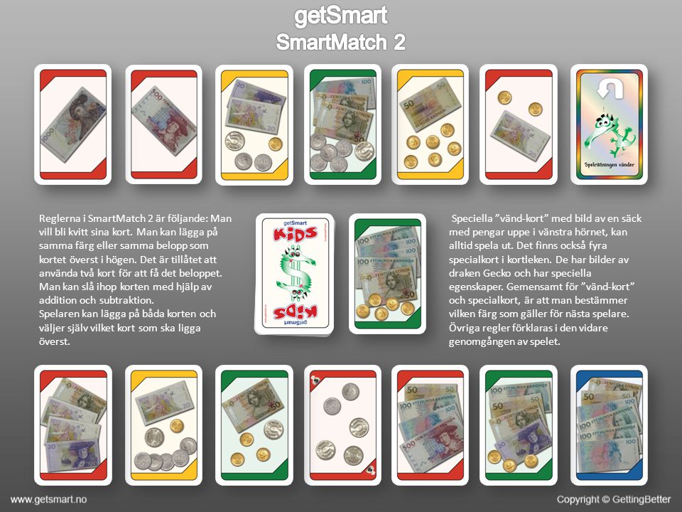 Reglerna i SmartMatch 2 är följande: Man vill bli kvitt sina kort.