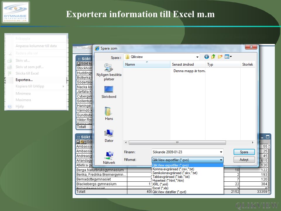 Exportera information till Excel m.m