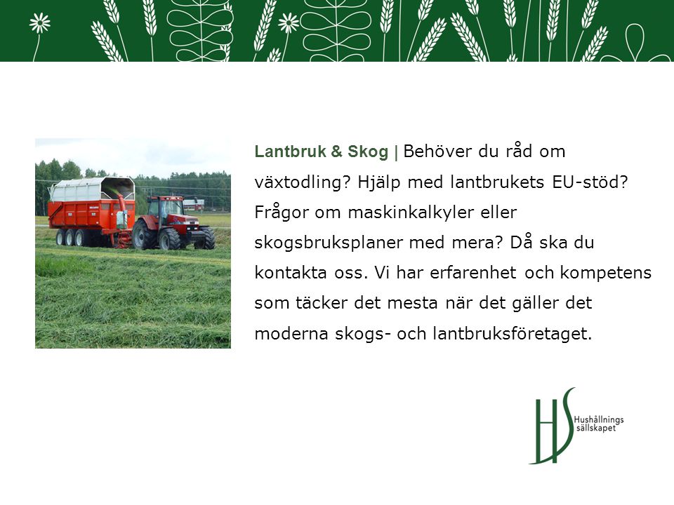 Lantbruk & Skog | Behöver du råd om växtodling. Hjälp med lantbrukets EU-stöd.