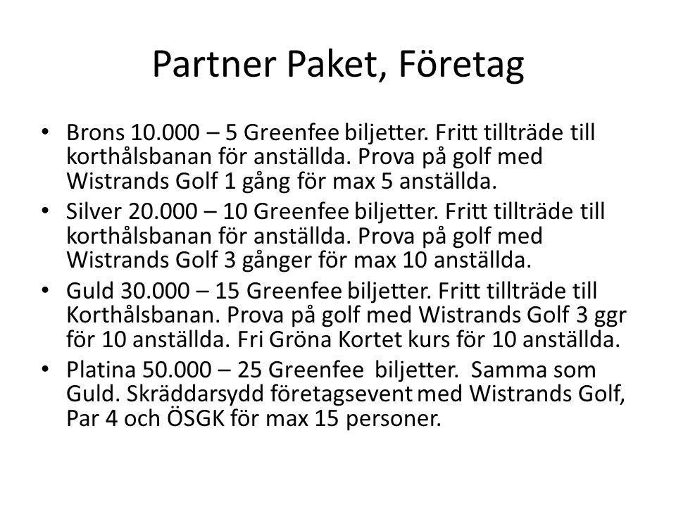 Partner Paket, Företag • Brons – 5 Greenfee biljetter.