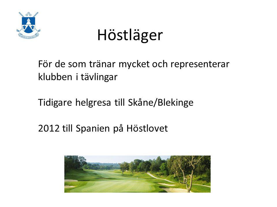 Höstläger För de som tränar mycket och representerar klubben i tävlingar Tidigare helgresa till Skåne/Blekinge 2012 till Spanien på Höstlovet