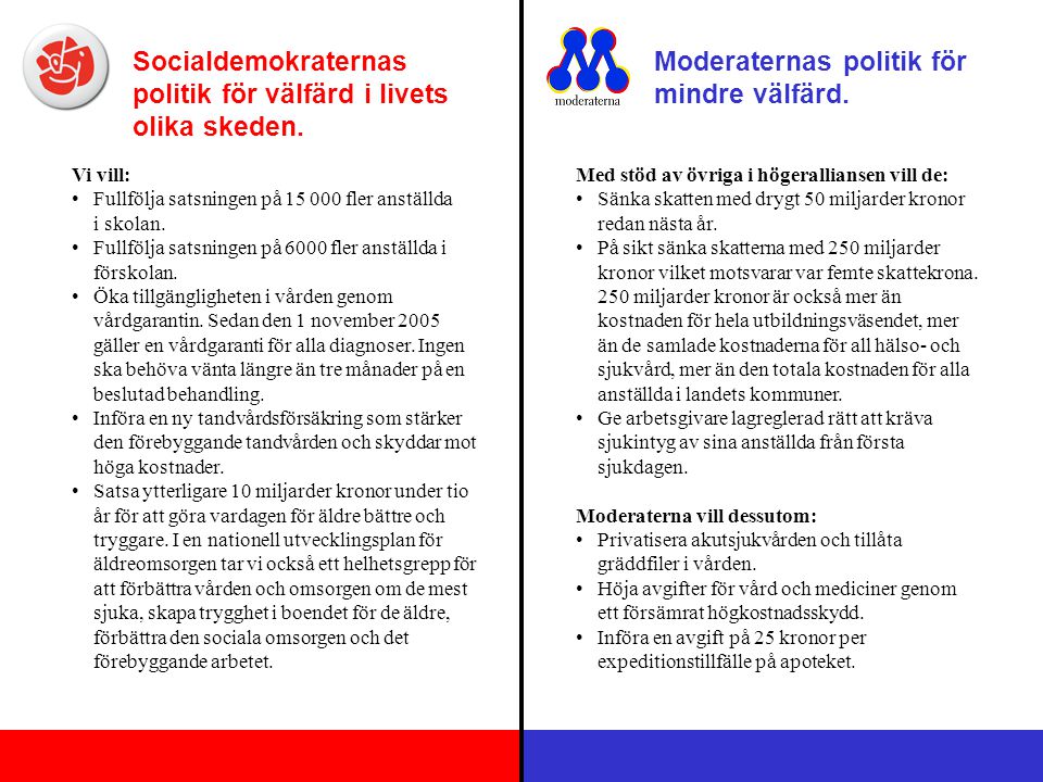 Socialdemokraternas politik för välfärd i livets olika skeden.