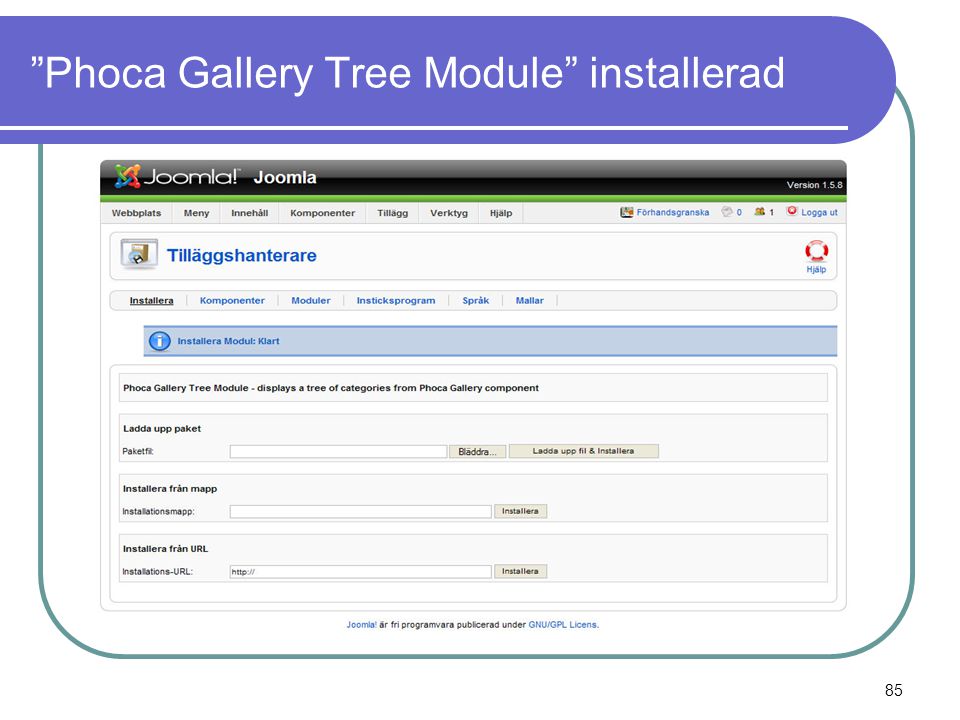 Phoca Gallery Tree Module installerad 85