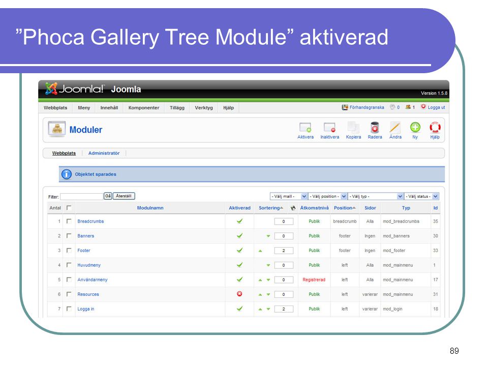 Phoca Gallery Tree Module aktiverad 89