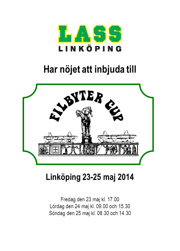 Linköping maj 2014 Fredag den 23 maj kl Lördag den 24 maj kl.