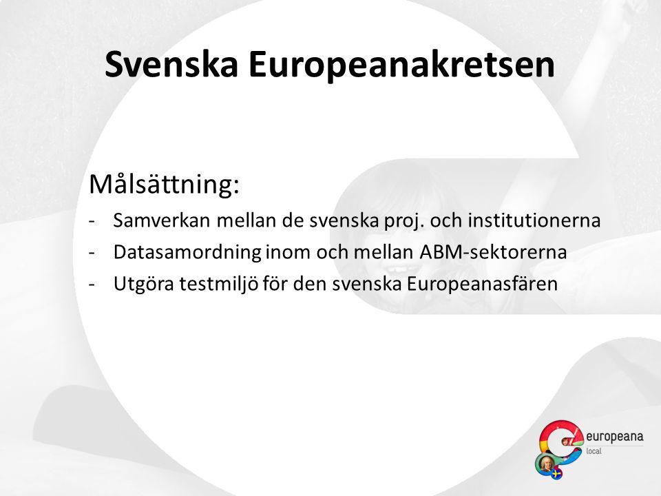Svenska Europeanakretsen Målsättning: -Samverkan mellan de svenska proj.