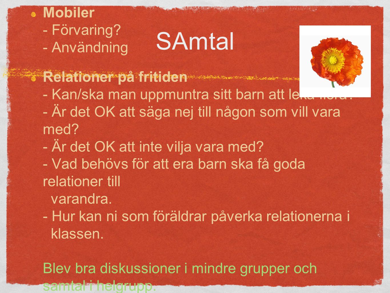 SAmtal Mobiler - Förvaring.