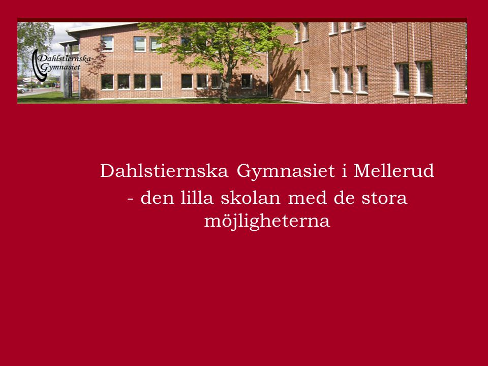 Dahlstiernska Gymnasiet i Mellerud - den lilla skolan med de stora möjligheterna