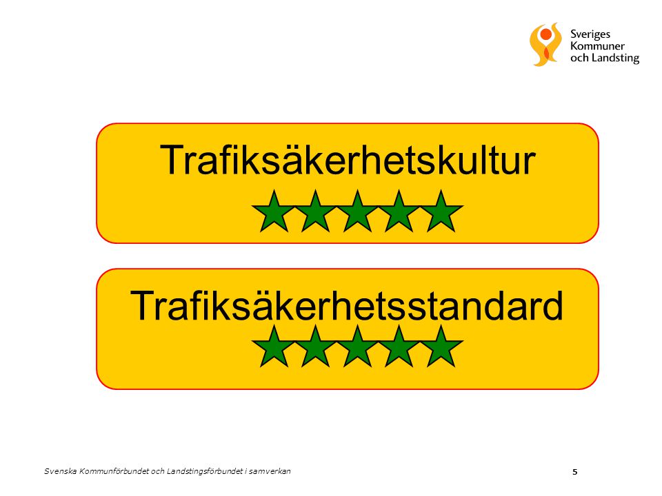 5 Trafiksäkerhetskultur Trafiksäkerhetsstandard Svenska Kommunförbundet och Landstingsförbundet i samverkan