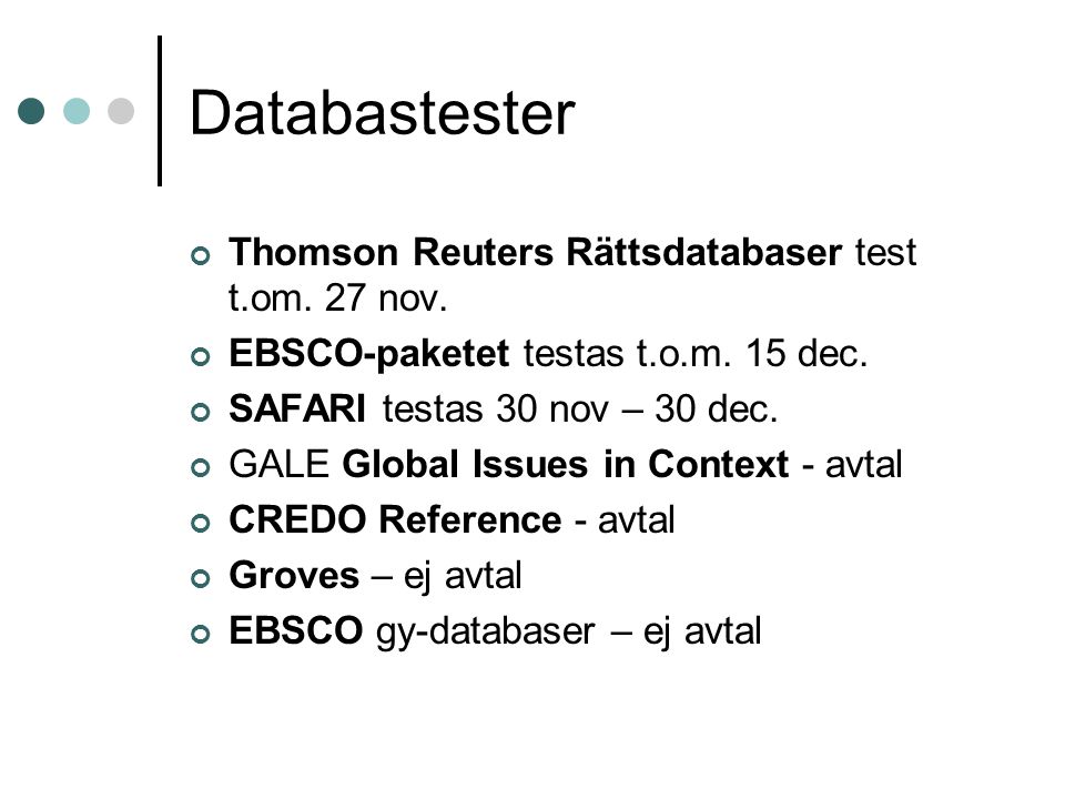 Databastester Thomson Reuters Rättsdatabaser test t.om.