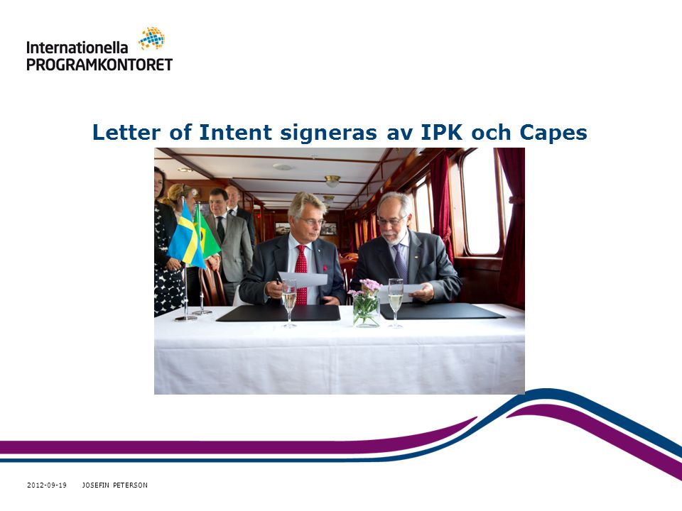 Letter of Intent signeras av IPK och Capes JOSEFIN PETERSON