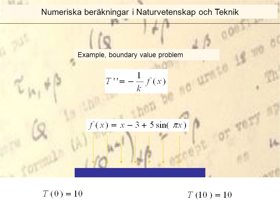 Example, boundary value problem Numeriska beräkningar i Naturvetenskap och Teknik