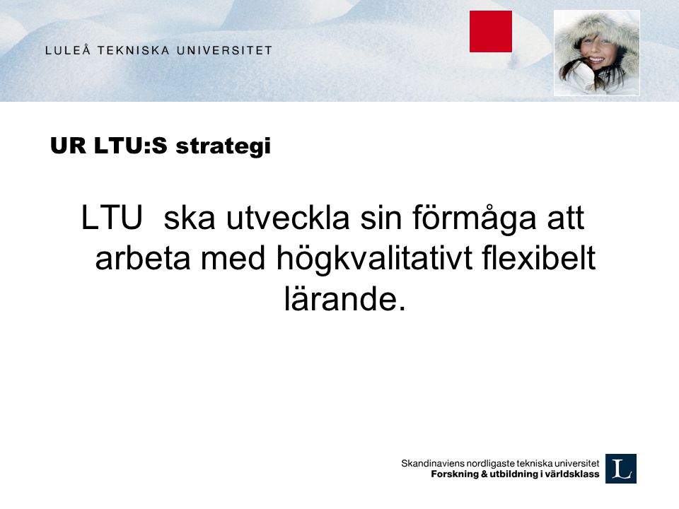 UR LTU:S strategi LTU ska utveckla sin förmåga att arbeta med högkvalitativt flexibelt lärande.
