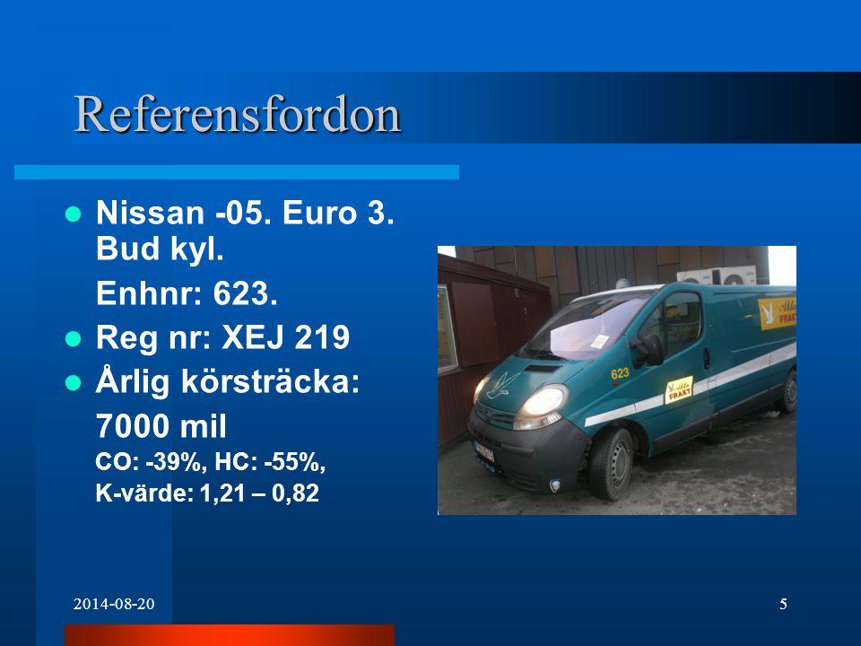 Referensfordon Nissan -05. Euro 3. Bud kyl.